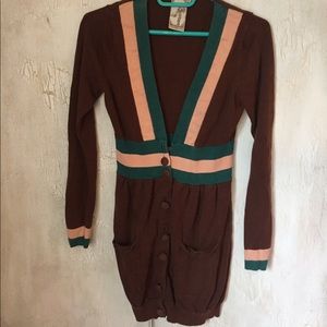 Retro varsity stripe long cardigan